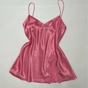 La Senza - vintage y2k - pink lace appliqué slip - size M